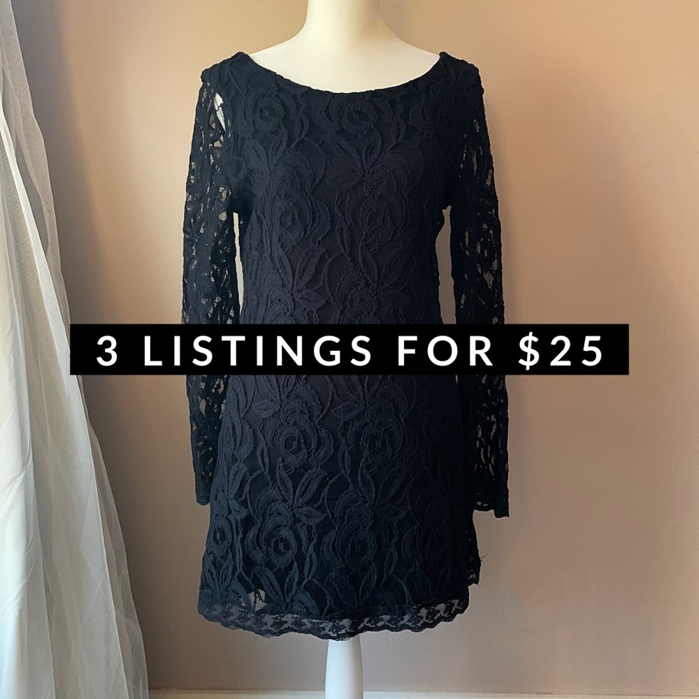 3 for$25 Black Lace Mini Party Dress - size Small